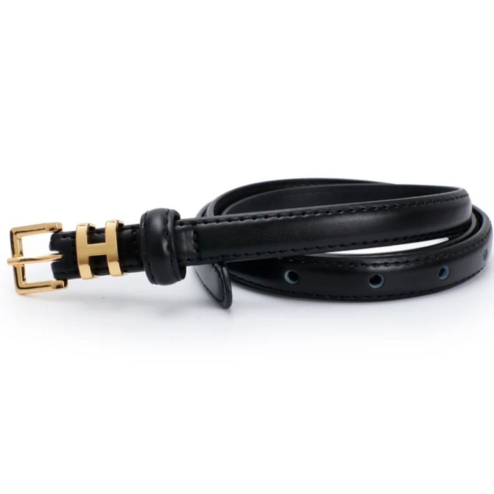 Women’s Luxury Leather Belt In Pink Black or Yellow - Picture 3 of 5